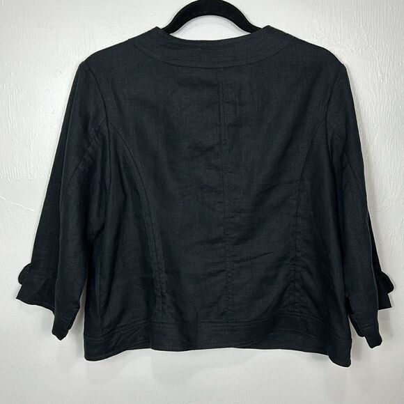 Marvin Richards Black Linen 3/4 Sleeve Button Front Jacket Size L - Picture 4 of 10